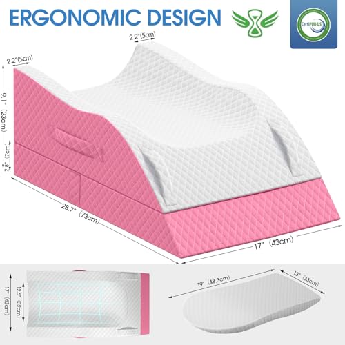 TranquilRelax Leg Elevation Pillows for After Surgery, Wedge Pillow, Pink - color: Pink, size: Double Leg(Upgraded)
