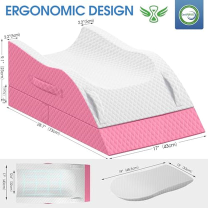 TranquilRelax Leg Elevation Pillows for After Surgery, Wedge Pillow, Pink - color: Pink, size: Double Leg(Upgraded)