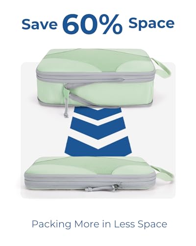Bagsmart Compression Packing Cubes, Travel Bag Cruise Ship Essentials - color: Fruit Green, size: 6 Set