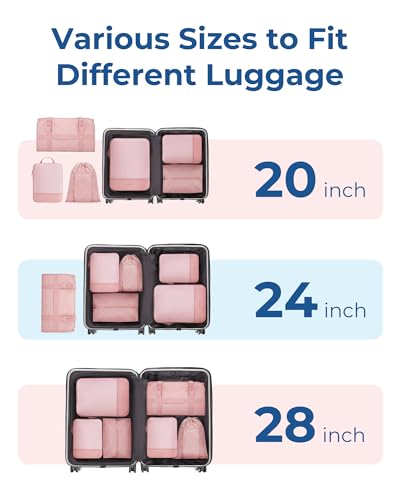 BAGSMART Hanging Compression Packing Cubes 6 Set Cruise Travel Essentials - color: Latte Brown