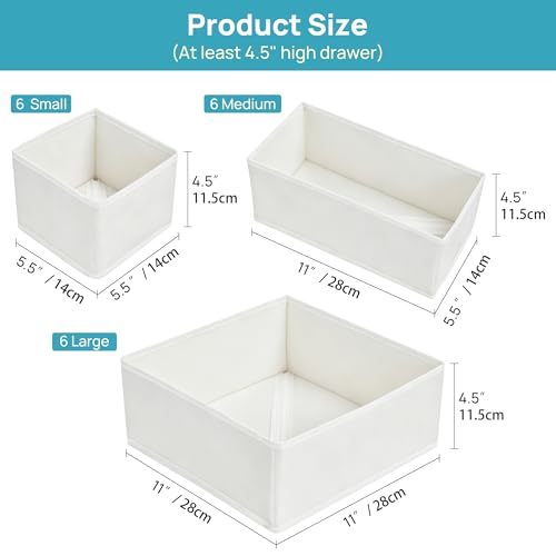 Vtopmart 18 Pack Baby Clothes Organizer, Fabric Drawer Drawer Bins, White - color: White
