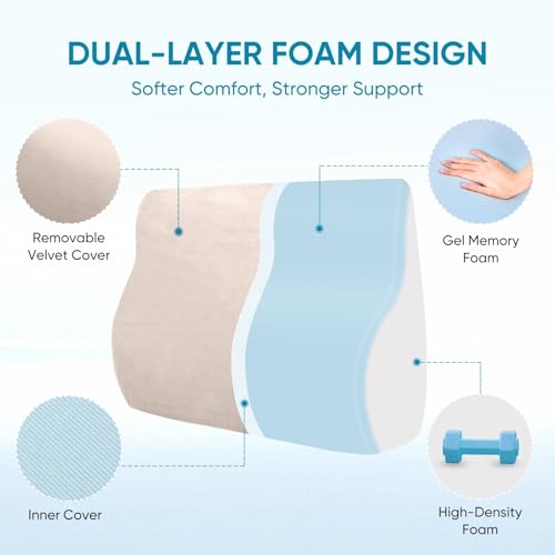 Lumbar Support Pillow for Recliner and Couch, Ergonomic Back Support Pillow - color: Beige