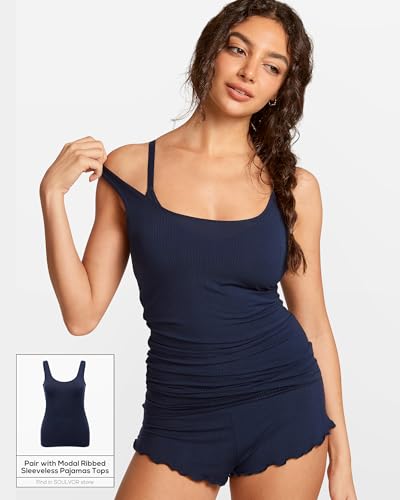 Natrelax Modal Ribbed V Neck Bralette - color: Deep Ocean Blue, size: XX-Large