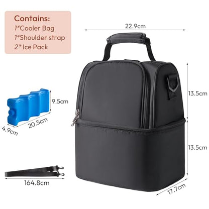 NCVI Breast Pump Backpack, Double Layer Removable, for Spectra/Medela - color: Black