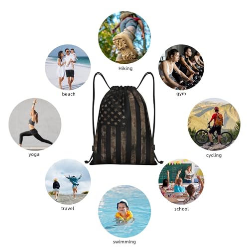 Gianlaima Drawstring Backpack Gym draw string bag For Men Women - color: Black7