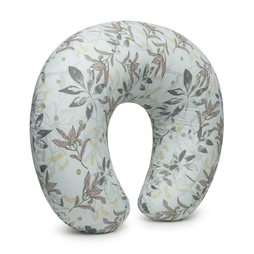 Nursing Pillow and Body Positioner for Breast Feeding and Bottle Feeding, Ultra Soft Breastfeeding Pillows with Removable Pillow Cover (Grey-Green Leaf) - color: Grey-green Leaf