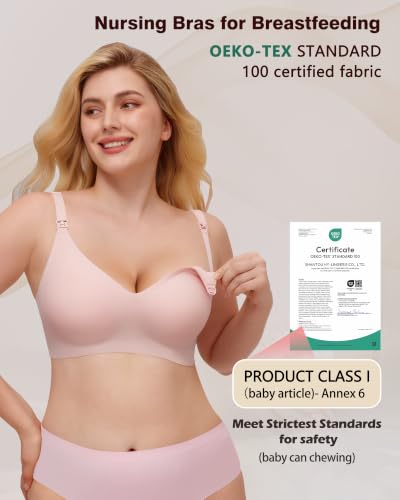 As Fairy Nursing Bras for Breastfeeding Wireless Jelly Support Bra - color: Pink, size: Small