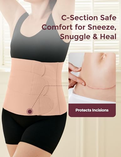 Momcozy Ergowrap Postpartum Belly Band, 3D Lifting & Ergonomic Back Support - color: Oyster Pink, size: Medium