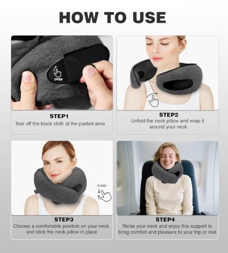 Hat-style travel neck pillow, upgraded version of airplane neck pillow - color: Grey