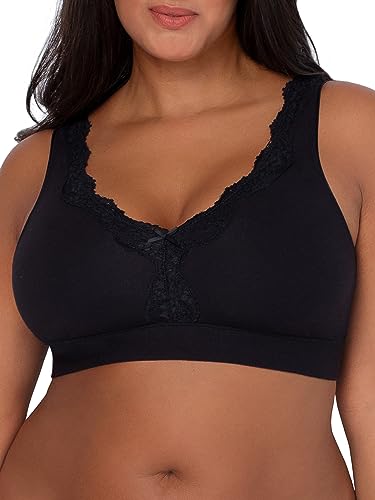 Fruit of The Loom Women's 2-Pack Full Coverage Wireless Cotton Bra - Soft & Everyday Comfort - color: Grey Heather/Black Hue, size: Medium