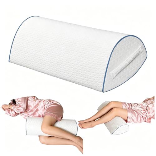 Memory Foam Knee Pillow for Back Sleepers, Spinal Alignment, White - color: White