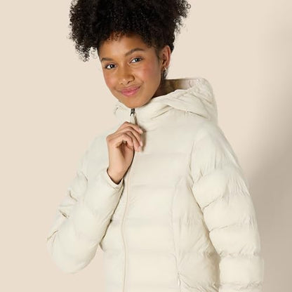 Amazon Essentials womens Lightweight Water-Resistant Packable Hooded Puffer Coat (Available in Plus Size) - color: Pumice, size: X-Small