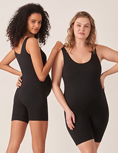 POSHDIVAH Maternity Romper Shorts Double Lined Jumpsuit - color: Black, size: Medium