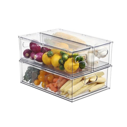 Fridge Organizers and Storage Pull Out Drawer, 2 Small + 1 Large - size: 2 Small + 1 Large