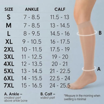 ABSOLUTE SUPPORT Sheer Womens Compression Socks 15-20 mmHg - color: Natural, size: X-Large