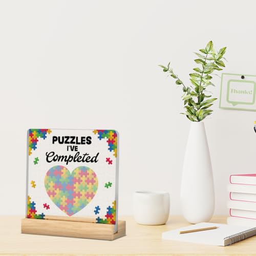 Jigsaw Counter Gift for Puzzlers, Puzzle I've Completed Sign with Markers - color: Puzzles