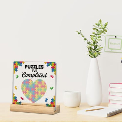 Jigsaw Counter Gift for Puzzlers, Puzzle I've Completed Sign with Markers - color: Puzzles
