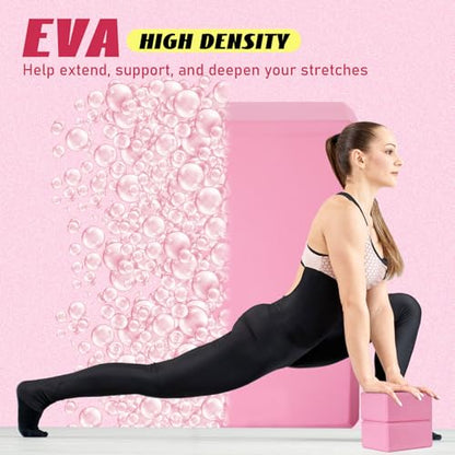 Wettarn 6 Pack EVA Yoga Blocks Bulk, Non Slip Pilates Brick - color: Pink