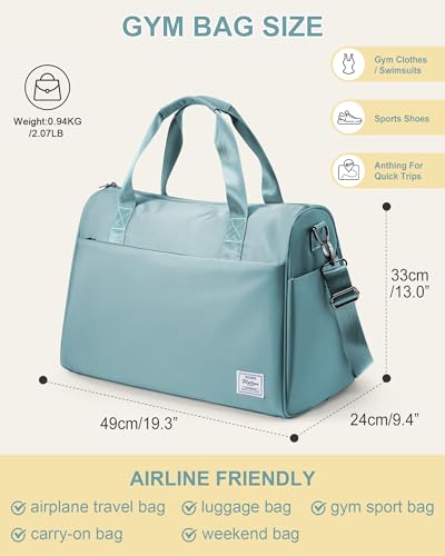 Travel Weekender Bags with Shoe Compartment Overnight Bag Light Blue - color: K4-Light Blue