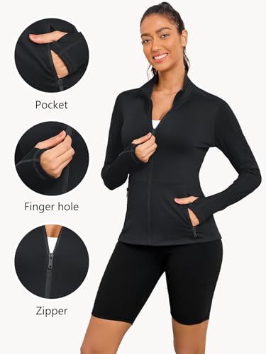 VUTRU Women's Workout Yoga Jacket Full Zip Running Athletic Track Jacket - color: A-black, size: X-Small