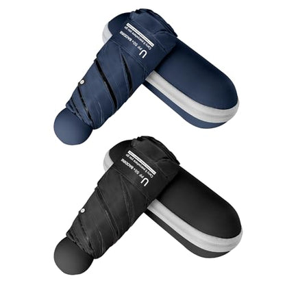 BAODINI Mini Travel Umbrella with UV Sun Protection, Compact Pocket-Size - color: F-2 Pack Navy Blue & Black