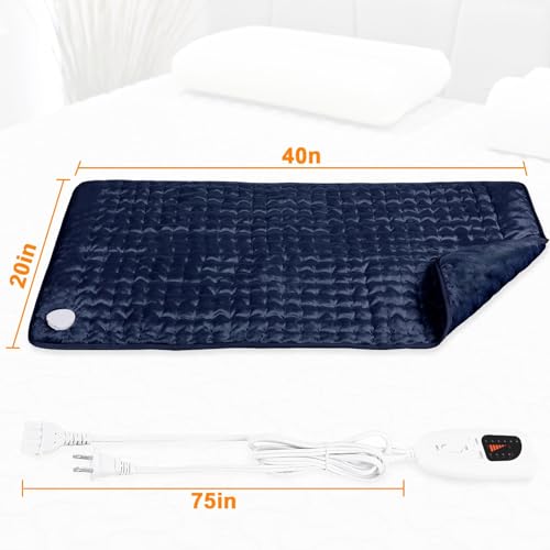 Heating Pad,Electric Heating Pads,Heating Pad for Back,DarkBlue,40x20 Inch - color: Darkblue, size: 40x20 Inch