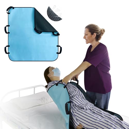 Patient Positioning Bed Pads with Reinforced Handles–36" x 34" Washable & Reusable Transfer Sheets, Draw Sheets for Elderly Care, Turning, Lifting & Repositioning - color: 02blue-36*34"