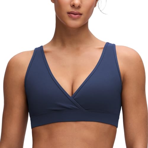 CRZ YOGA Maternity V Neck Nursing Bras - color: Club Blue, size: Medium