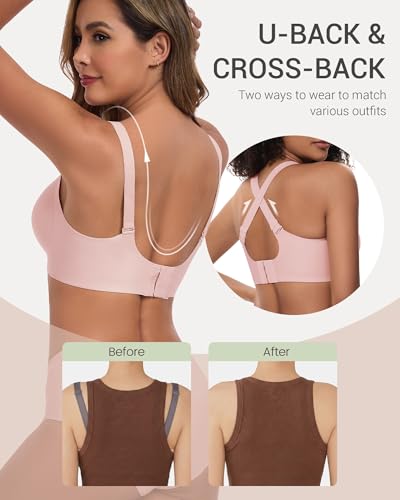 Vinfact Pumping Bra Hands Free-No Underwire Full Coverage Seamless Every Day Bra Holding & Breast Pump Bra - color: Pink, size: Medium