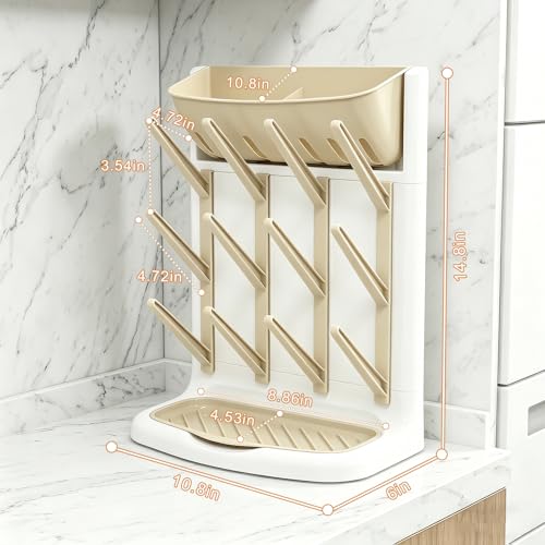 GoMaihe Baby Bottle Drying Rack: Space Saving Vertical Bottle Dryer Holder - color: Gray, size: Upgraded