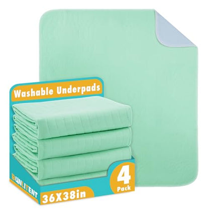 Bunlitent Washable Underpads, 36" x 38", 4 Pack, Green - color: Green, size: 36"x38" (4 Packs)
