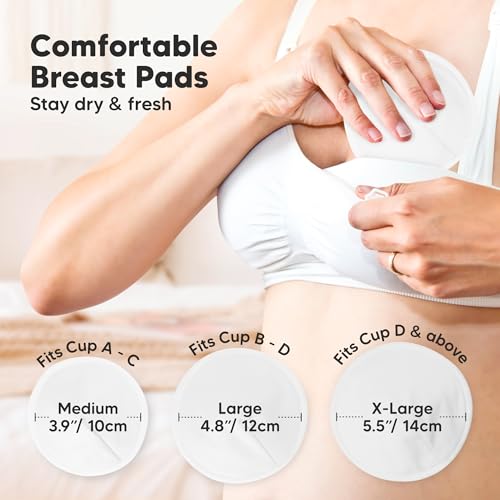 Organic Nursing Pads, 8 Washable Breast Pads,Wash Bag (Bare Beige, M 4.6") - color: Bare Beige, size: 8pk, L 5"
