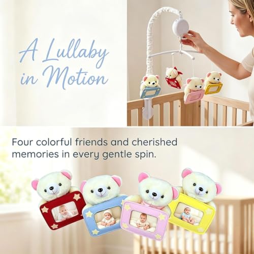 Baby Crib Mobile with DIY Photos Display for Girl Mobile Musical