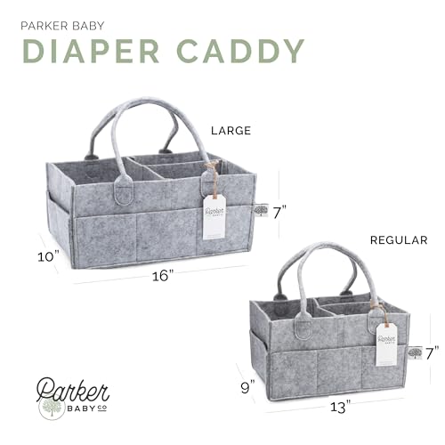 Parker Baby Co. Felt Diaper Caddy Organizer - Large, Gray - color: Gray (Heathered Gray), size: Large