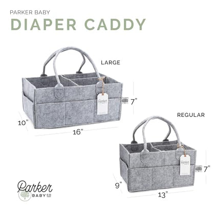 Parker Baby Co. Felt Diaper Caddy Organizer - Large, Gray - color: Gray (Heathered Gray), size: Large