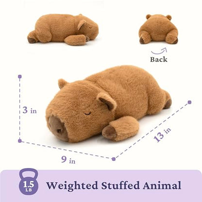 IKASA Microwavable Stuffed Animal Capybara Plush, Heating Weighted 1.5 lbs - color: Brown Capybara