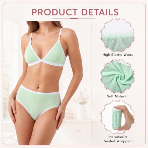 50 Pcs Women Disposable Underwear Bulk Polyester Cotton Lady Briefs Panties