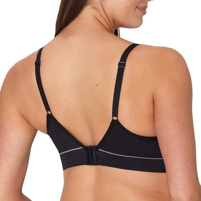 Hanes Women's Maternity Nursing Bra, Seamless Wireless Nursing Bralette for Women, Adjustable Straps - color: Black, size: Large