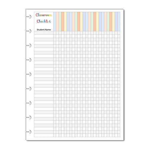 Classroom Checklist Refills for 9-Disc Medium Size (7 x 9.25 inches) Planners, Classic Teacher Planner Inserts FeroniArt Inserts Compatible with Happy Planner ARC and TUL