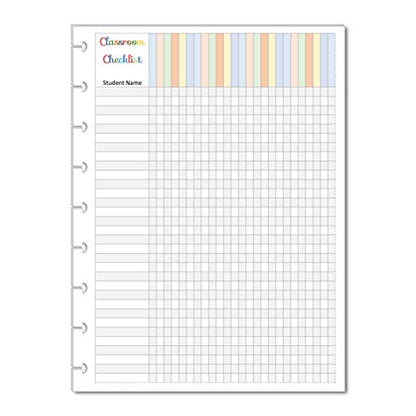 Classroom Checklist Refills for 9-Disc Medium Size (7 x 9.25 inches) Planners, Classic Teacher Planner Inserts FeroniArt Inserts Compatible with Happy Planner ARC and TUL
