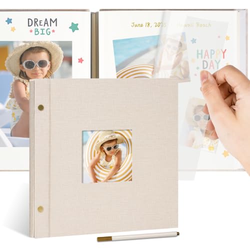 Linen Self-Adhesive Photo Album, 10 x 10, 40 Pages, Beige - color: Beige, size: 40 Pages (20 Sheets), 10 x 10 Inch