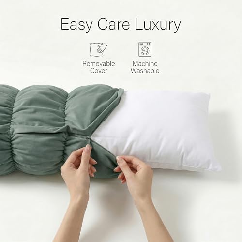 Pat. Pend. Segmented Body Pillow for Side Sleepers, 47 Inch, Green - color: Green, size: 47"*15.7"