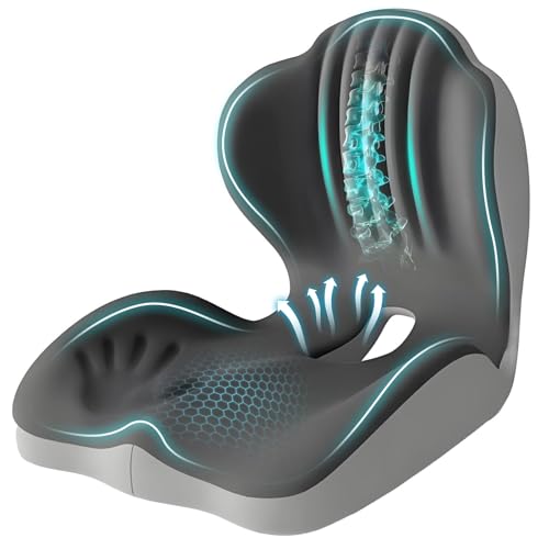Ergonomic Seat Cushion for Office Chair with Lumbar Support - color: Gray