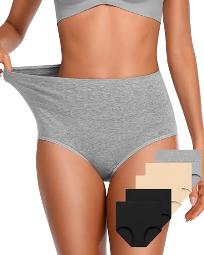 OUENZ Womens Underwear Cotton High Waisted Panties Full Coverage Postpartum Briefs Soft Stretch Ladies Underpants Multi Pack - color: Multicolor B, size: Medium