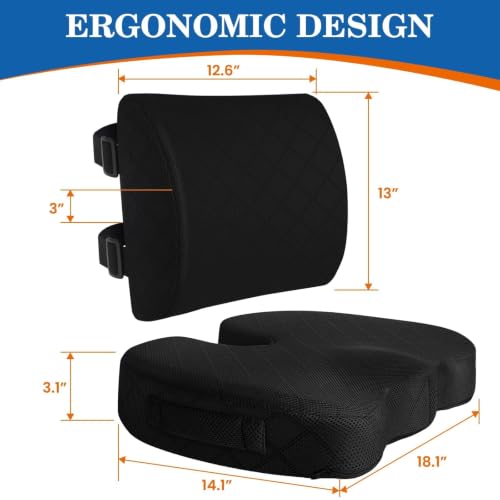 Back&Seat Cushion, Chair Cushions, Lumbar Back Support Pillow, Black/Large - color: Black, size: Large
