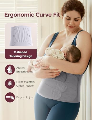 Momcozy Ergowrap Postpartum Belly Band, 3D Lifting & Ergonomic Back Support - color: Gray, size: XX-Large