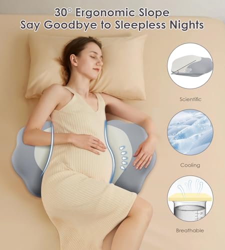 DONAMA Pillow for Sleeping Memory Foam Pregnancy Pillow for Side Sleepers - color: White Gray
