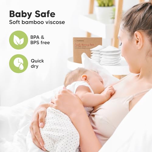 Organic Nursing Pads, 14 Washable Breast Pads,Wash Bag (Soft White, M 4.6") - color: Soft White, size: 14pk, M 4.6"
