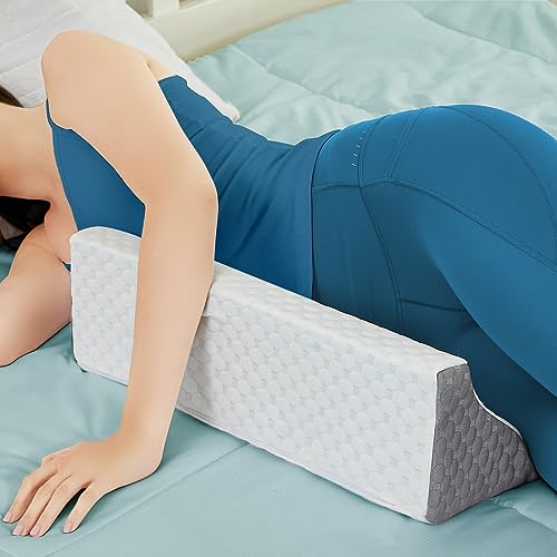 Body Positioner Wedge Pillow for Side Sleeping Support - color: White & Gray