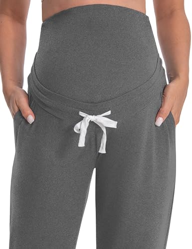 Women's Maternity Joggers Over Belly Sweatpants - color: Hempgray, size: X-Large